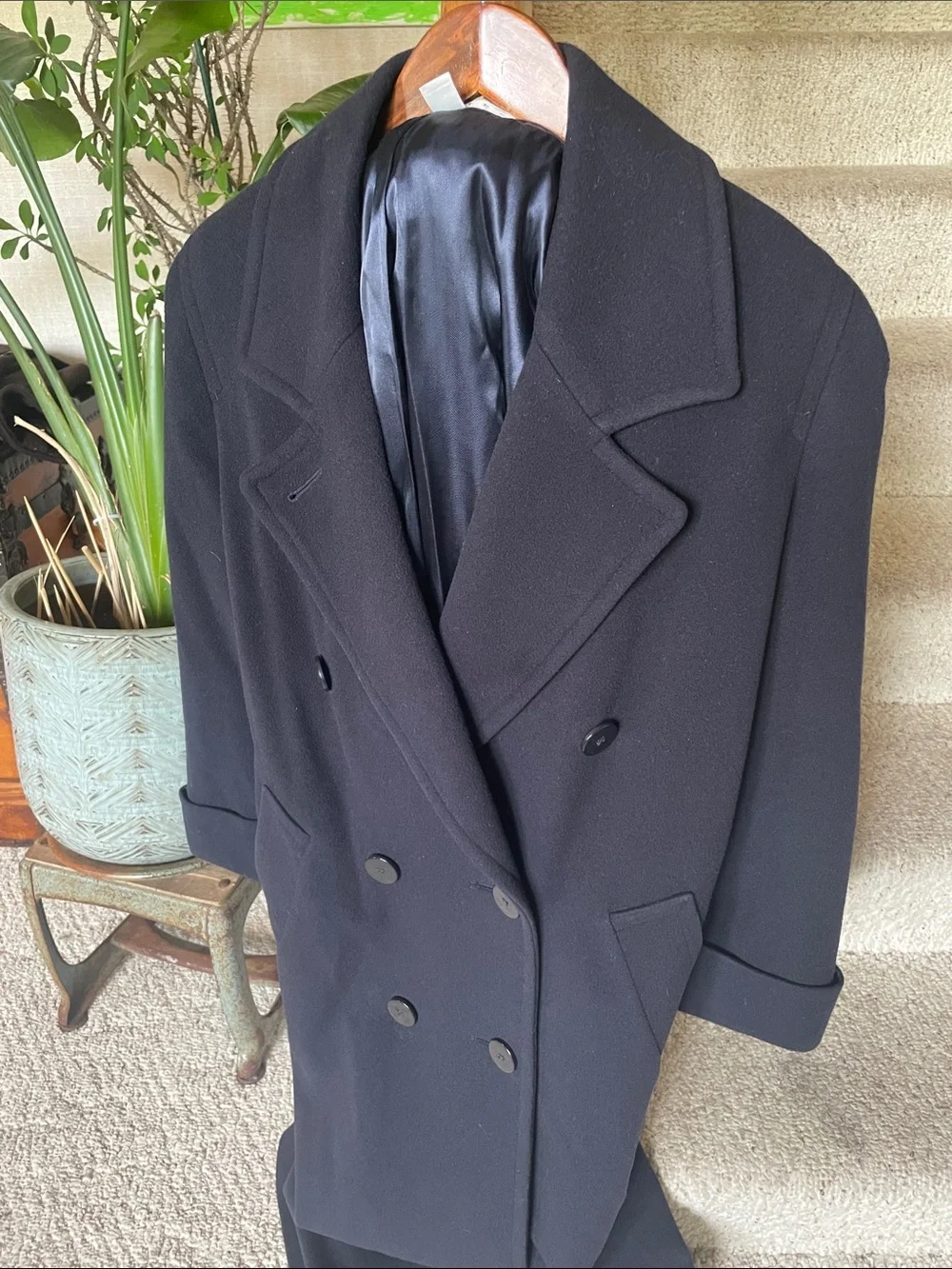Talbots Cashmere Wool Double Breasted Navy Petite Pea Coat